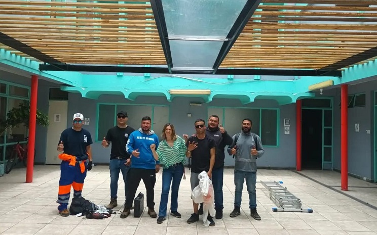 Estudiantes de Mantenimiento Industrial instalaron pérgola en Hogar de Cristo de Antofagasta